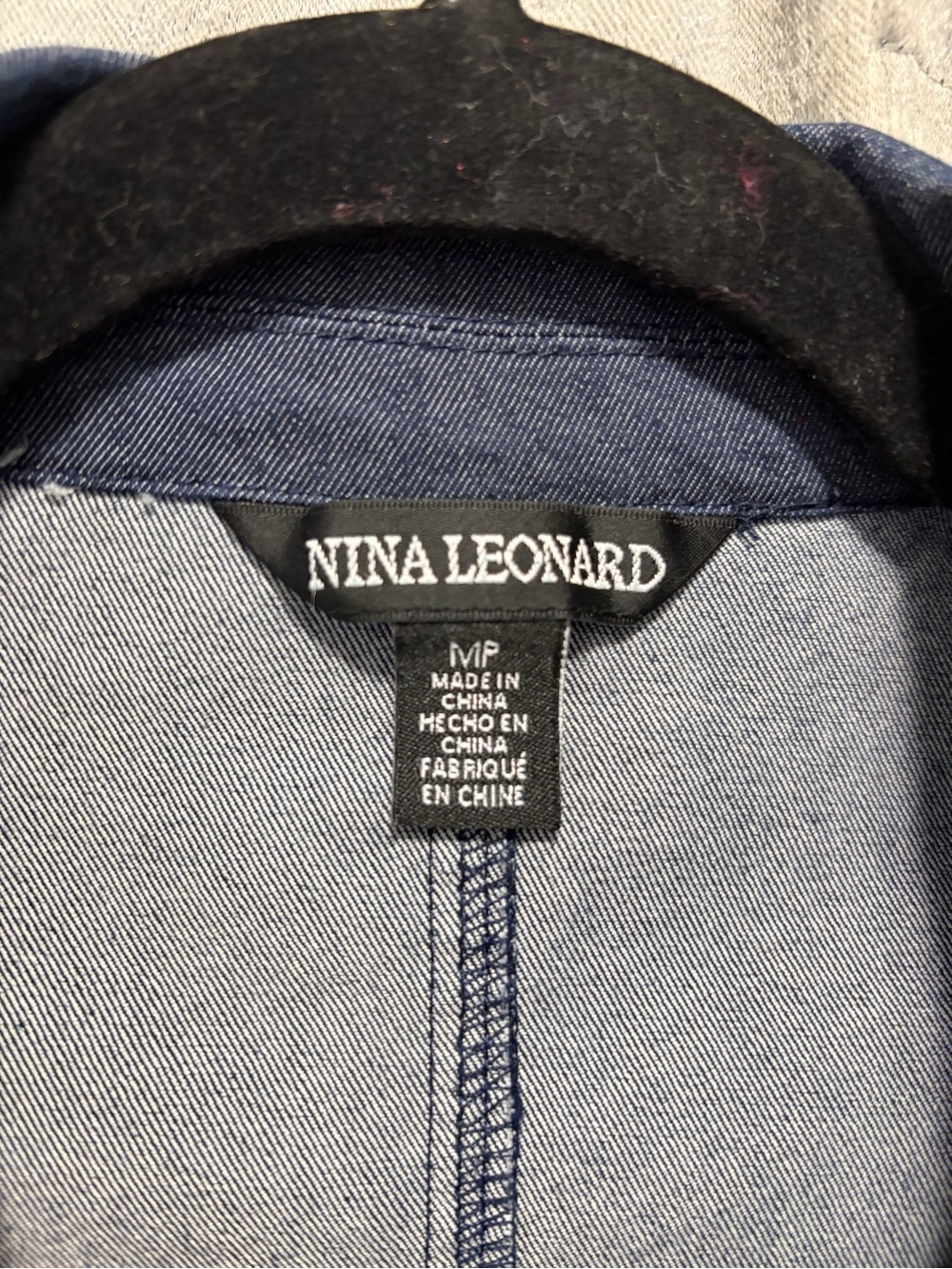 Nina Leonard Navy Blue Button-Front Midi Shirt Dress - Picture 11 of 11